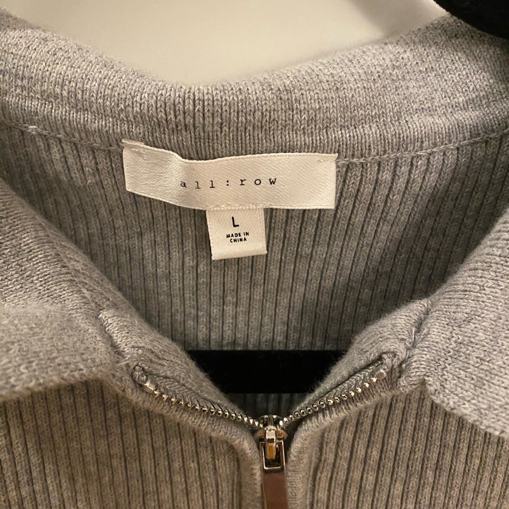 Gray Ribbed Zip-Up Jacket - image 6